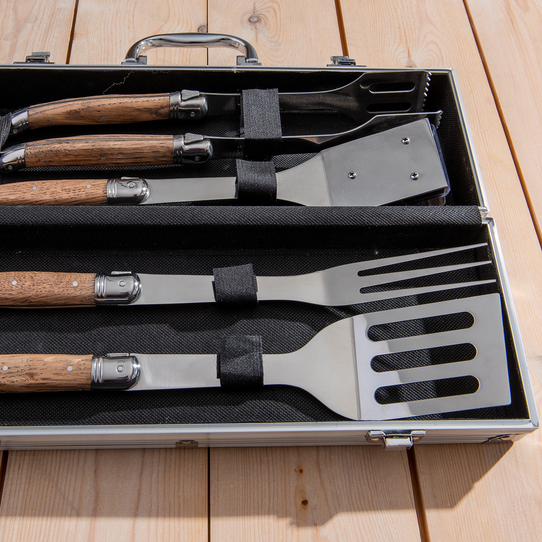 Grillbesteck 4-teilig Eiche